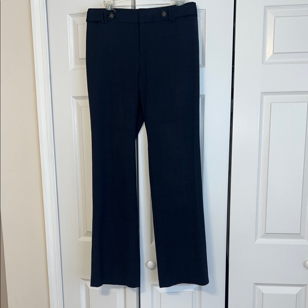 Banana Republic Dark Navy Dress Pants with Subtle Stripe Trim